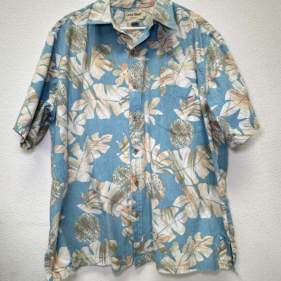 Cooke Street Hawaiian Shirt Blue Reverse Print Large L Pineapple - Picture 3 of 7
